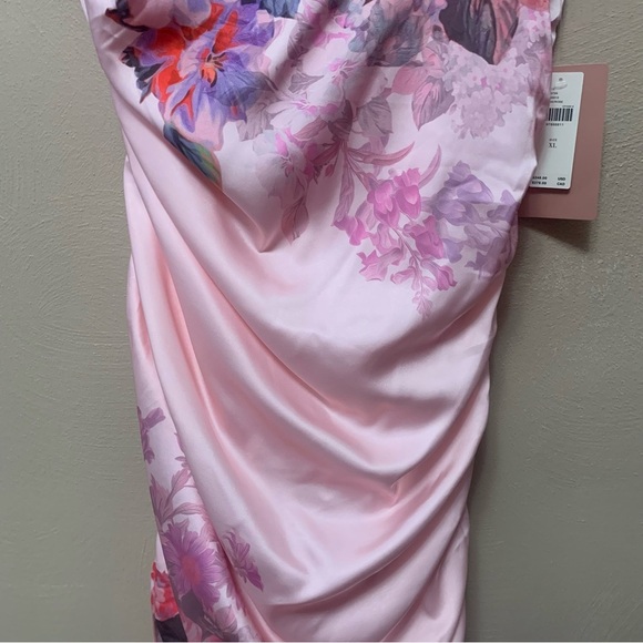 BHLDN Callie Sleeveless Ruched Printed Charmeuse Midi Dress Pink Size XL New NWT - Picture 14 of 16